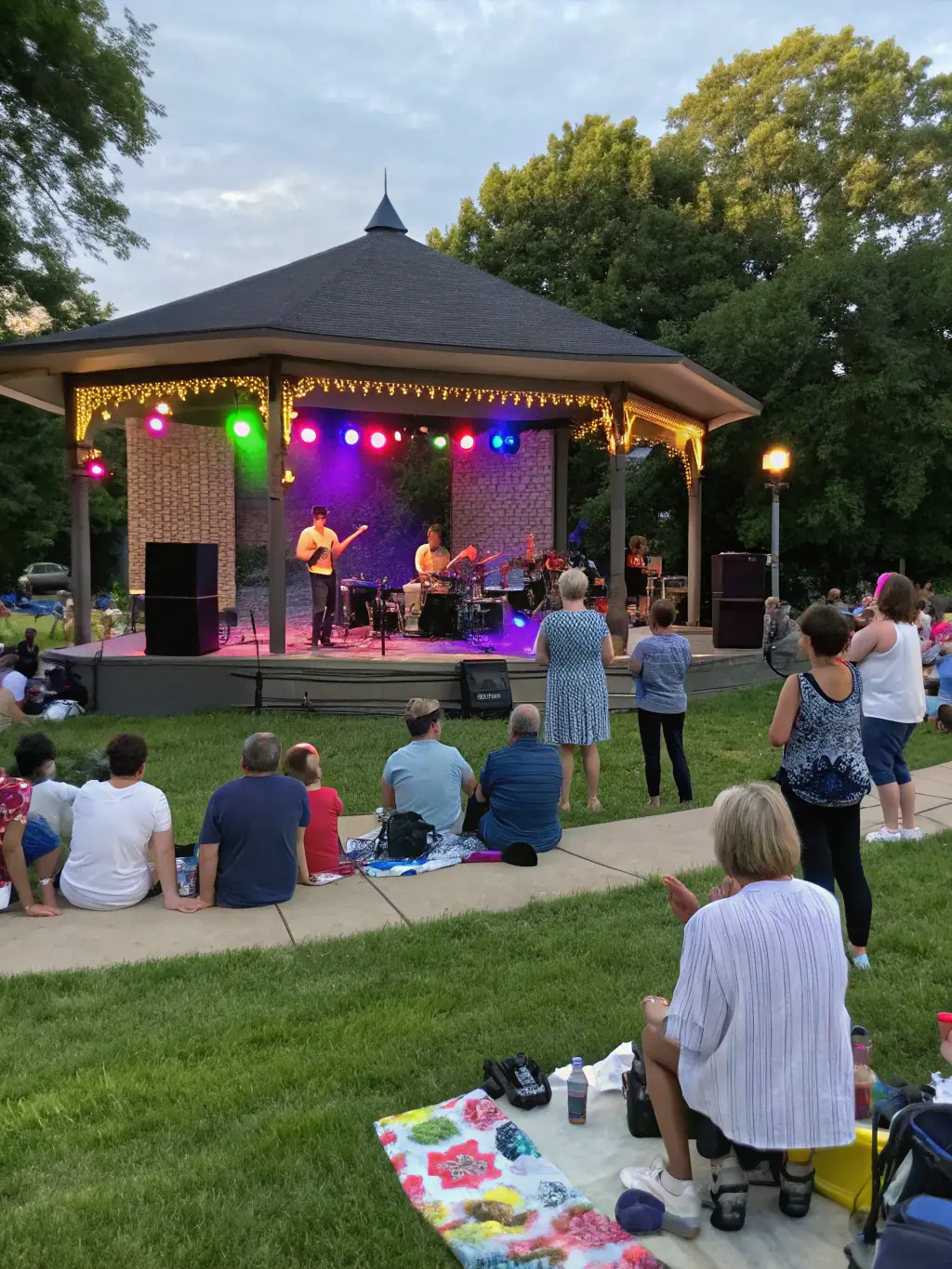 A photo of a diverse audience enjoying a live performance, emphasizing the community engagement aspect of ASSOCIATION SHOW SON's events.